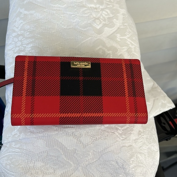 kate spade Handbags - Kate Spade  wallet snap-close bifold black red plaid